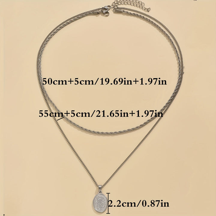Seraphine | Collar de Cadena de Giro Ovalado de Acero Inoxidable para Hombre, Accesorio de Moda Casual Diario