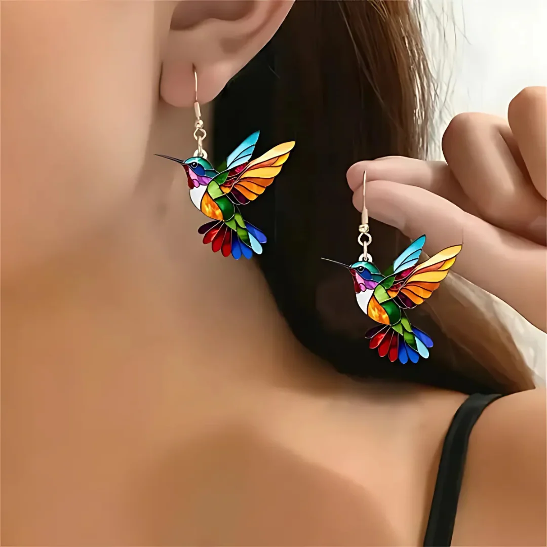 Vaila | Collar Colibrí Arcoíris + Pendientes a juego de regalo