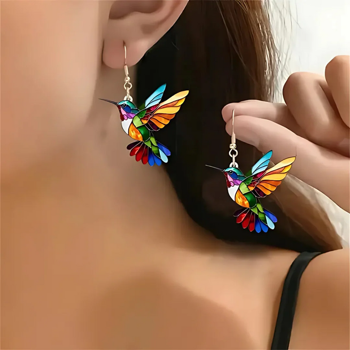 Vaila | Collar Colibrí Arcoíris + Pendientes a juego de regalo