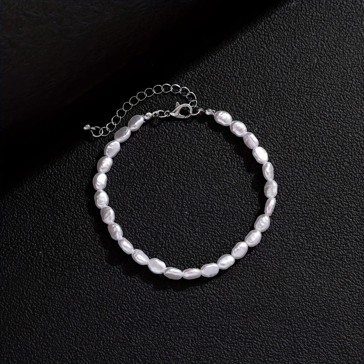 Bailey | 1pc Pulsera de Perlas Imitación Barroca Irregular de Moda con Temperamento Personalizado