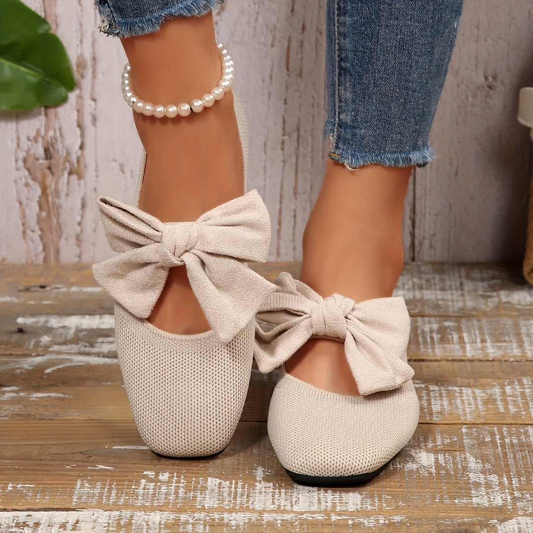 Neria | Zapatos Planos Transpirables para Mujer con Moño Decorativo