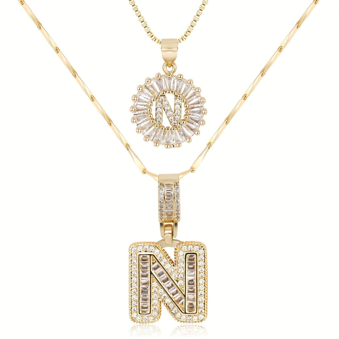 Primrose | Collares Iniciales de Letra con Diamantes (2 piezas)