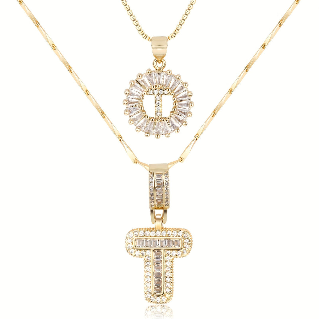 Primrose | Collares Iniciales de Letra con Diamantes (2 piezas)