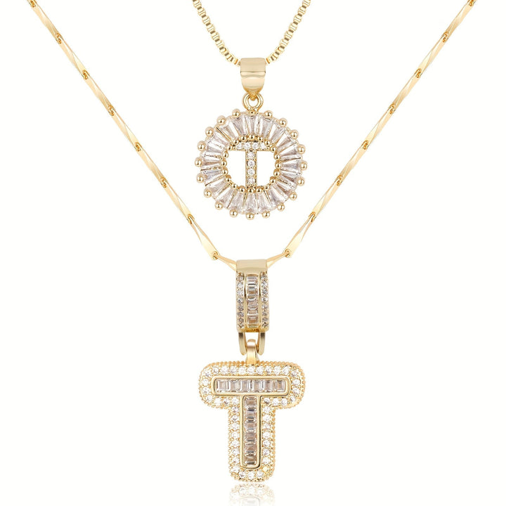 Primrose | Collares Iniciales de Letra con Diamantes (2 piezas)