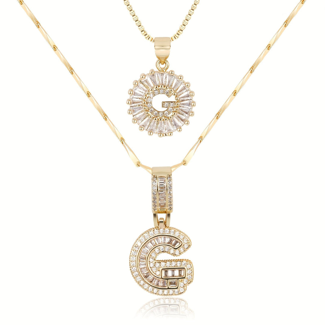 Primrose | Collares Iniciales de Letra con Diamantes (2 piezas)