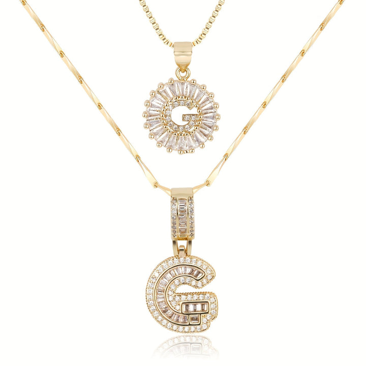 Primrose | Collares Iniciales de Letra con Diamantes (2 piezas)