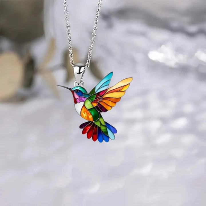 Vaila | Collar Colibrí Arcoíris + Pendientes a juego de regalo