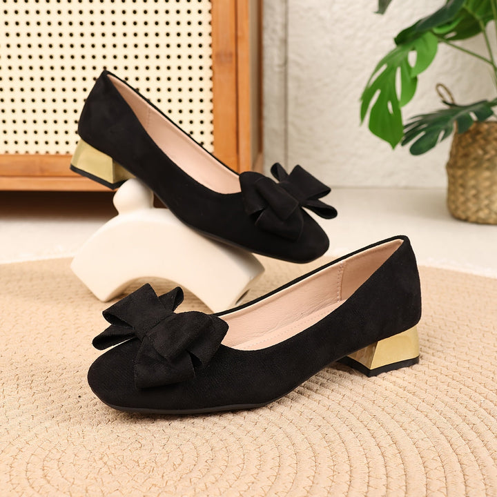Daviella | Zapato de mujer con moño de moda en elegante tacón grueso