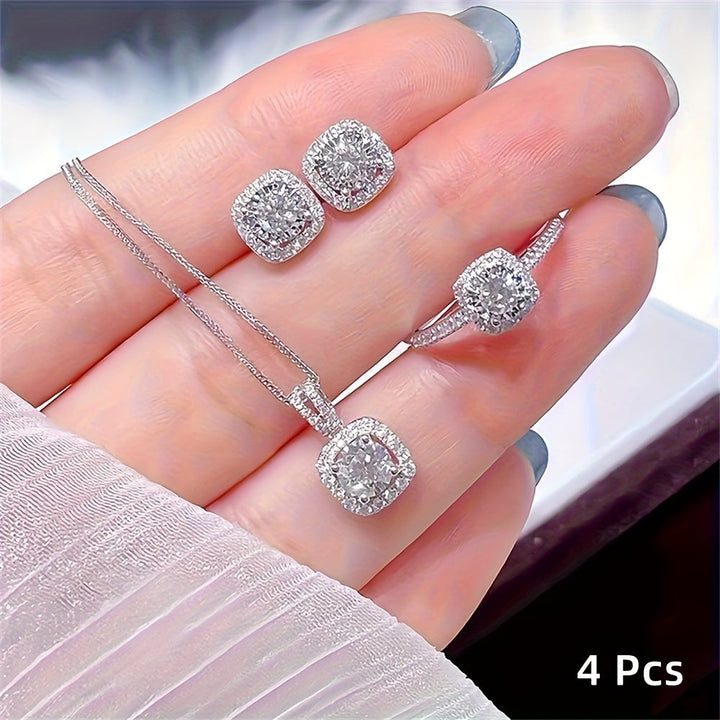 Elkie | Set Elegante de Joyería Brillante con Collar, Anillo y Aretes