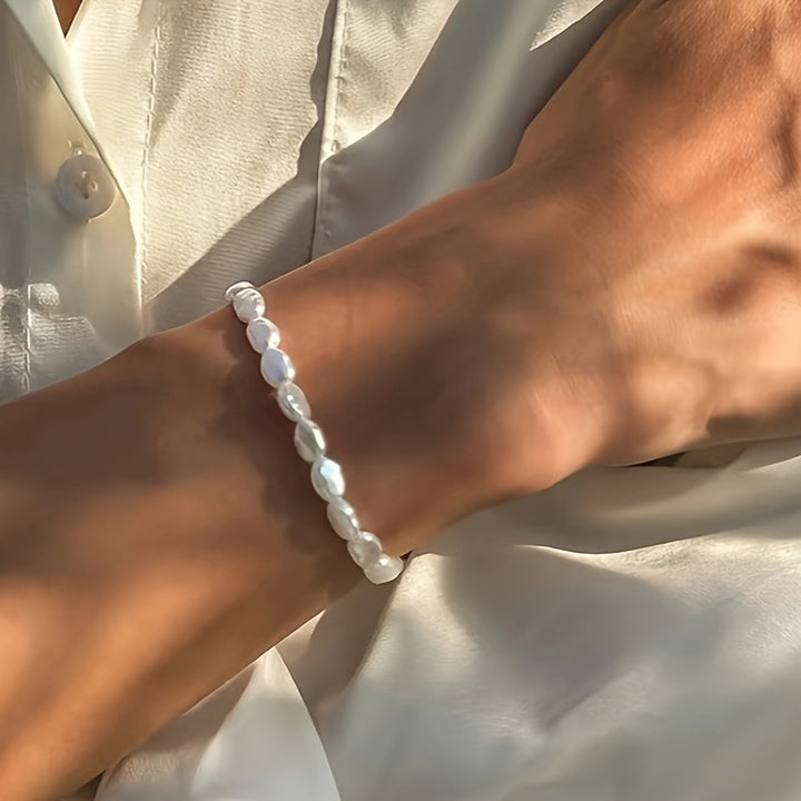 Bailey | 1pc Pulsera de Perlas Imitación Barroca Irregular de Moda con Temperamento Personalizado