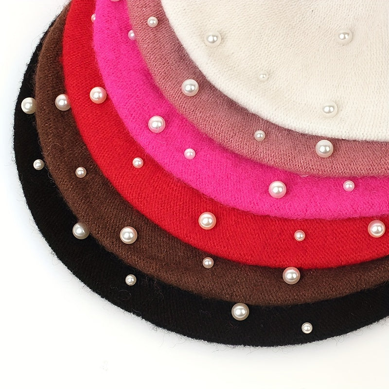 Zoey | Boina Cálida con Perlas Decorativas y Estilo Elegante