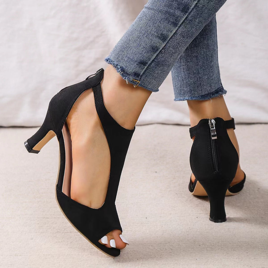 Alouettea | Tacones Corte Lateral Curvo Peep Toe