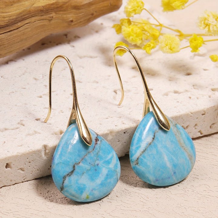 Mirea | Aretes de Piedra Natural en Forma de Gota con Estilo Elegante