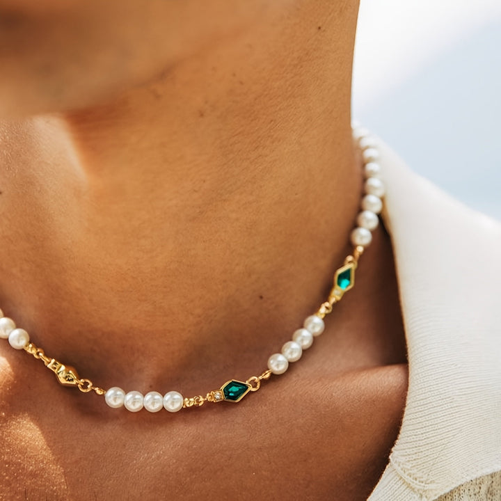 Uaxalt  | Collar de Cuentas Verdes para Hombre con Estilo Urbano Moderno