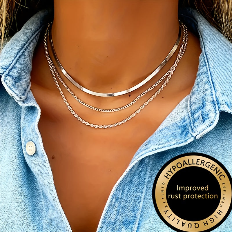Winsley | Collar Elegante de Tres Capas con Acabado Dorado