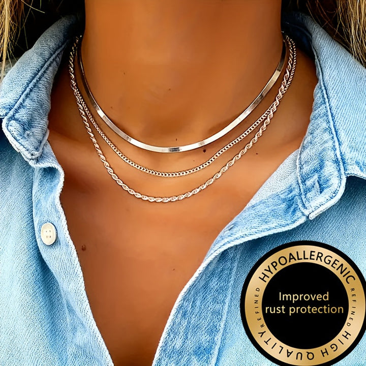 Winsley | Collar Elegante de Tres Capas con Acabado Dorado