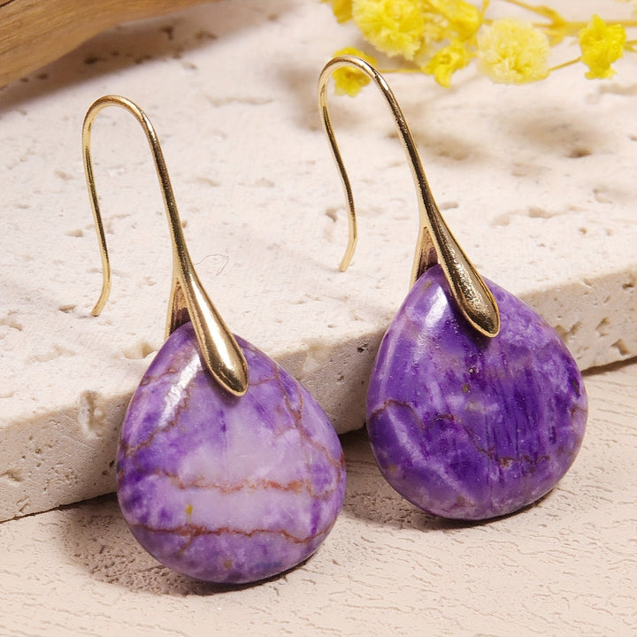 Mirea | Aretes de Piedra Natural en Forma de Gota con Estilo Elegante