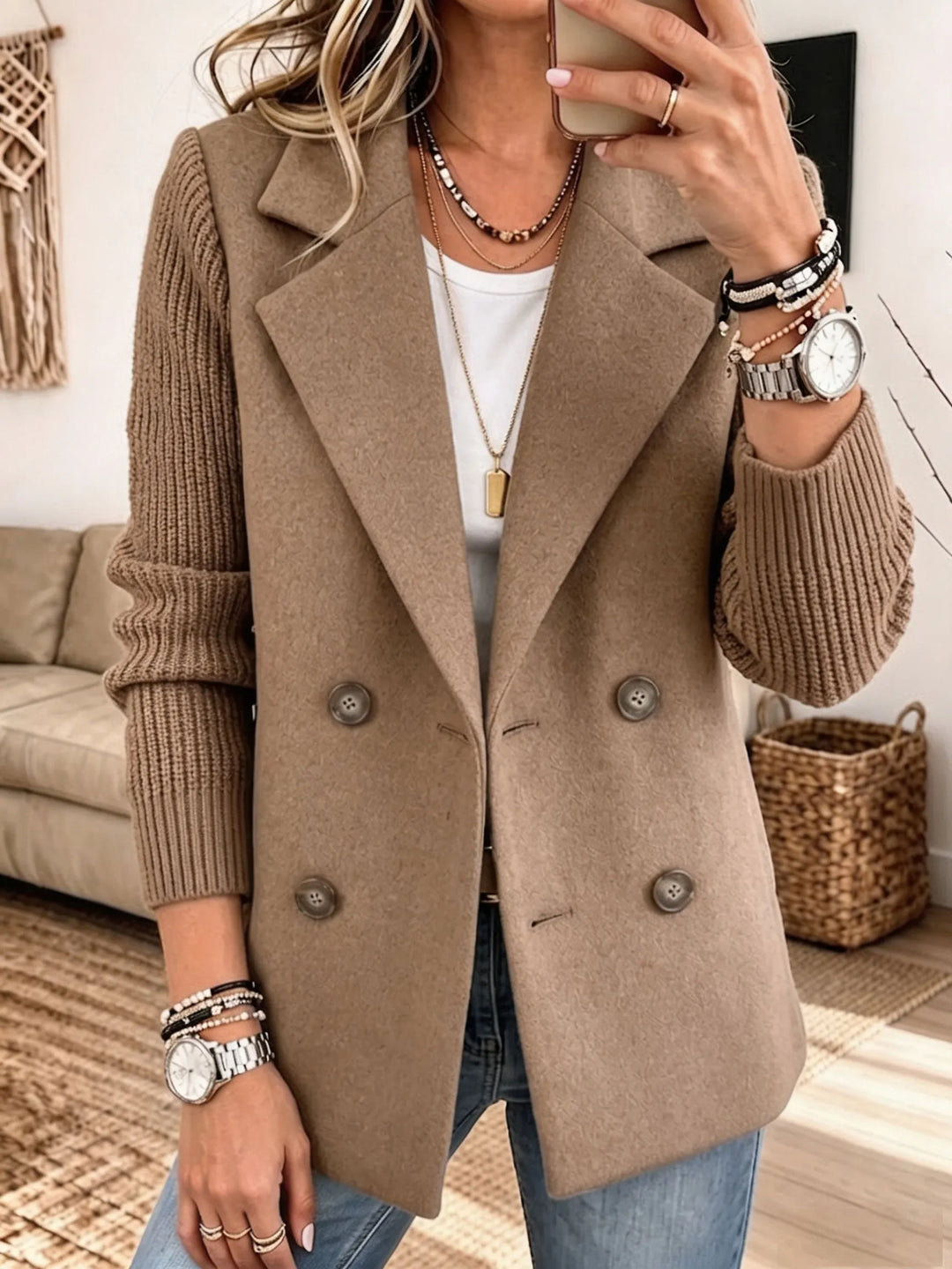 Nicole | Blazer Elegante con Mangas de Punto y Diseño Clásico