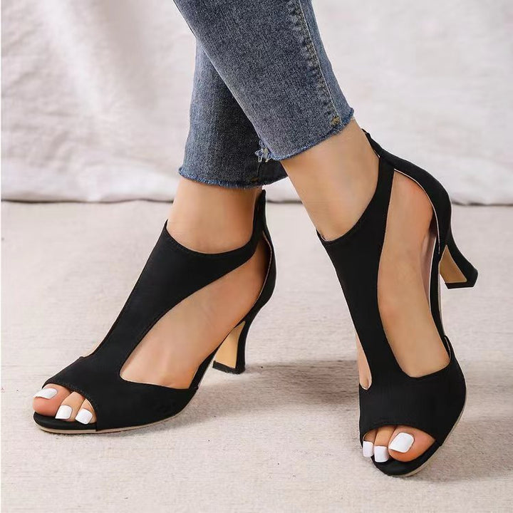 Alouettea | Tacones Corte Lateral Curvo Peep Toe