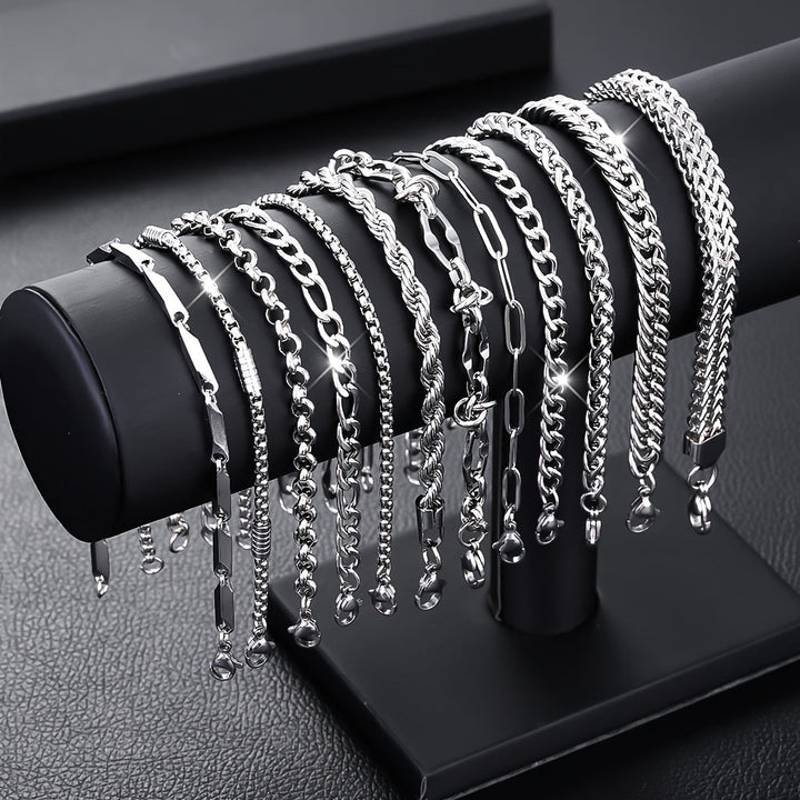 Stetson | Set de 10 Pulseras de Acero Inoxidable con Estilo Minimalista y Versátil
