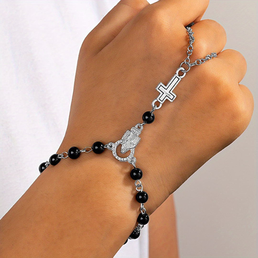 Brenton | Pulsera Rosario con Cruz de Estilo Gótico y Detalles Religiosos