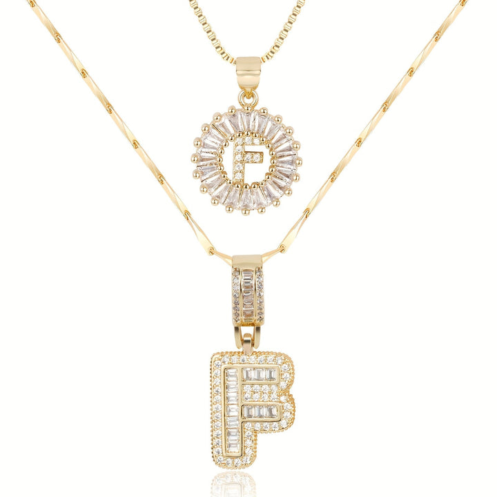 Primrose | Collares Iniciales de Letra con Diamantes (2 piezas)