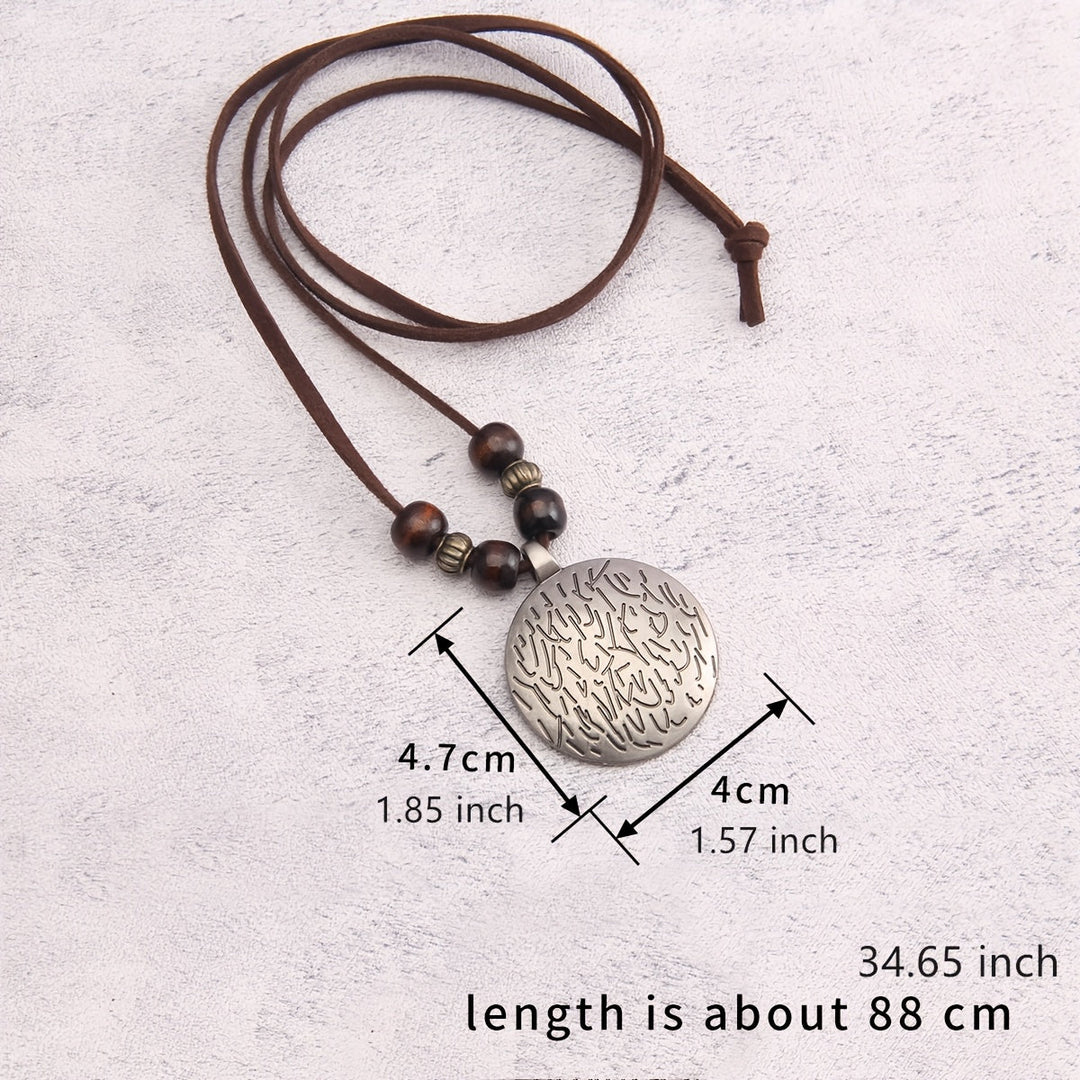 Vance | Collar Largo de Estilo Vintage con Cuentas y Colgante Redondo