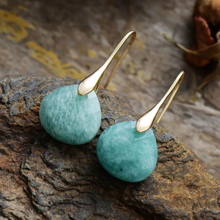 Gorella | Pendientes de Gota de Amazonita y Oro