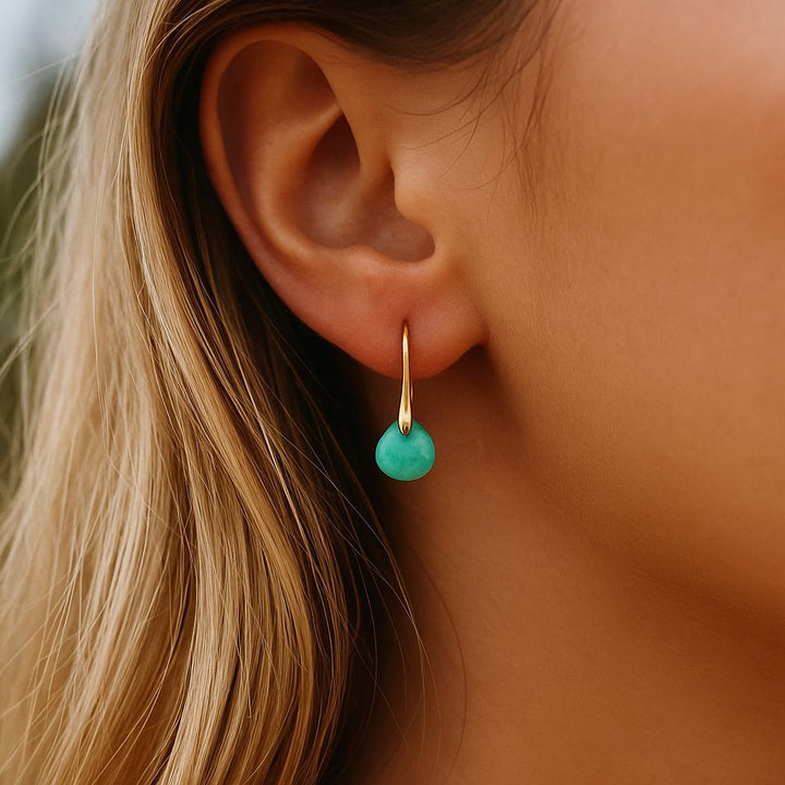 Gorella | Pendientes de Gota de Amazonita y Oro