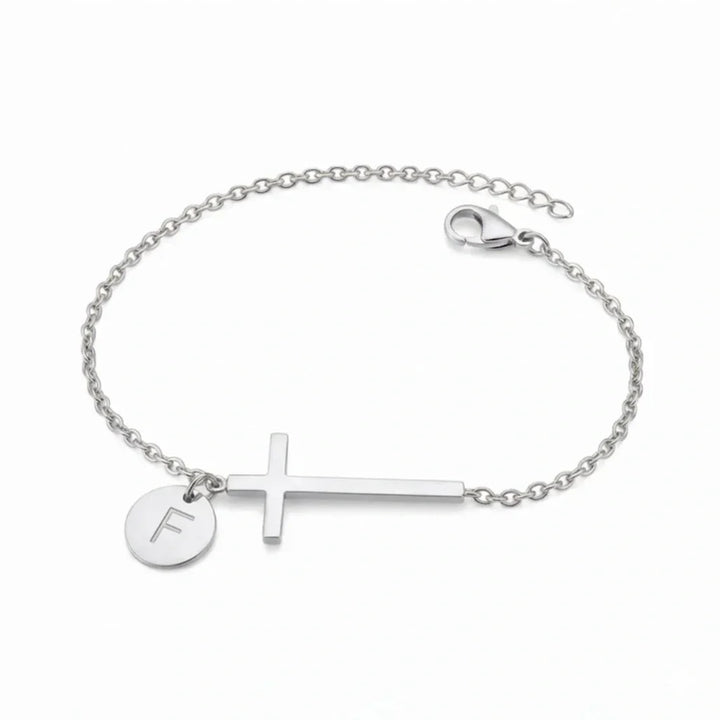 Elodryn | Pulsera Inicial Sagrada – Cruz Personalizada