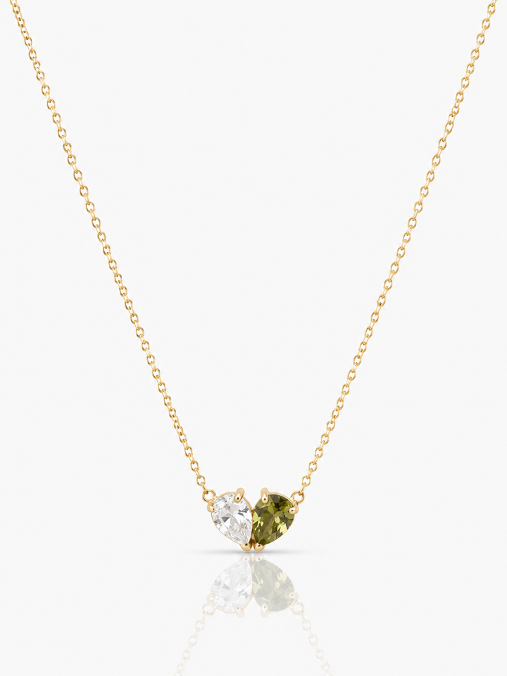 Ariana | Collar Corazón con Dos Piedras de Nacimiento