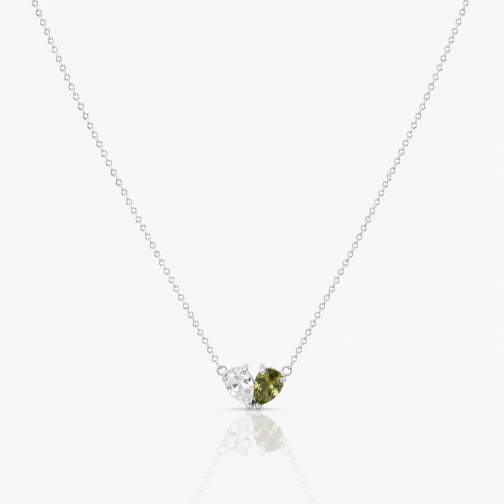 Ariana | Collar Corazón con Dos Piedras de Nacimiento