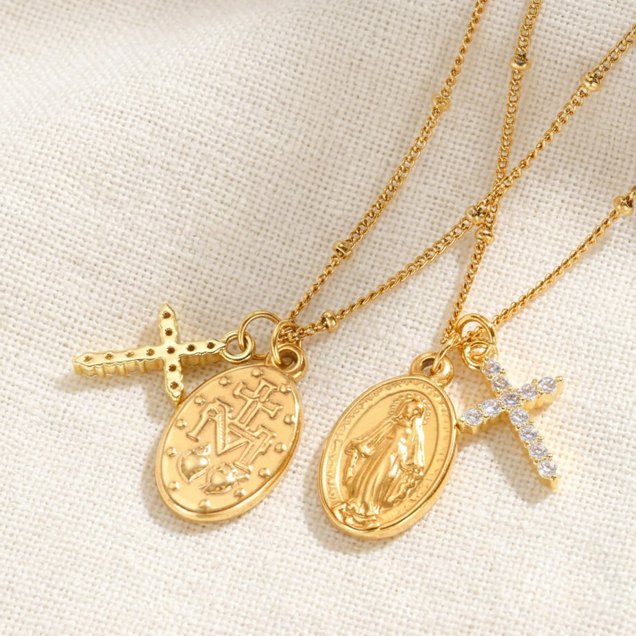 Belladonna | Collar con Medalla Milagrosa y Cruz