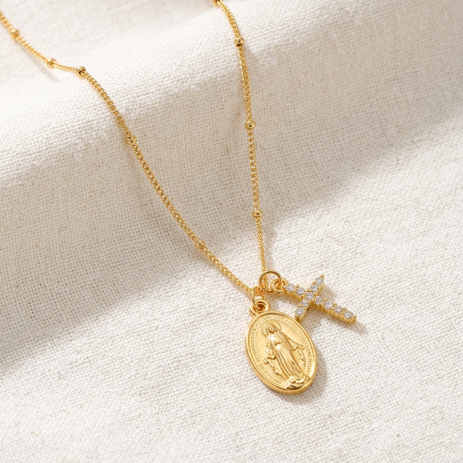 Belladonna | Collar con Medalla Milagrosa y Cruz