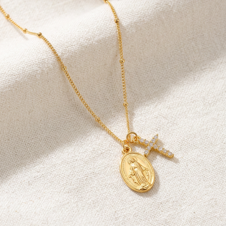 Belladonna | Collar con Medalla Milagrosa y Cruz