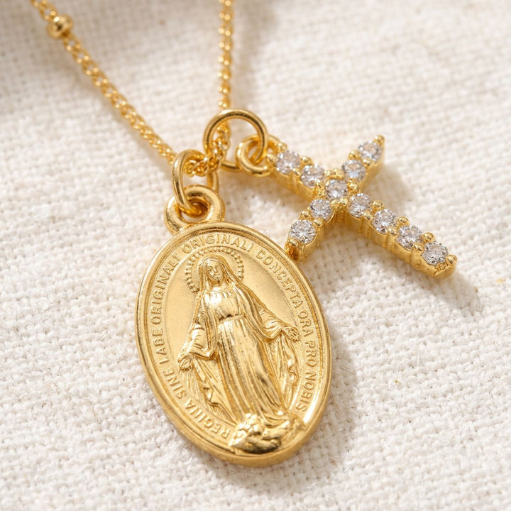 Belladonna | Collar con Medalla Milagrosa y Cruz