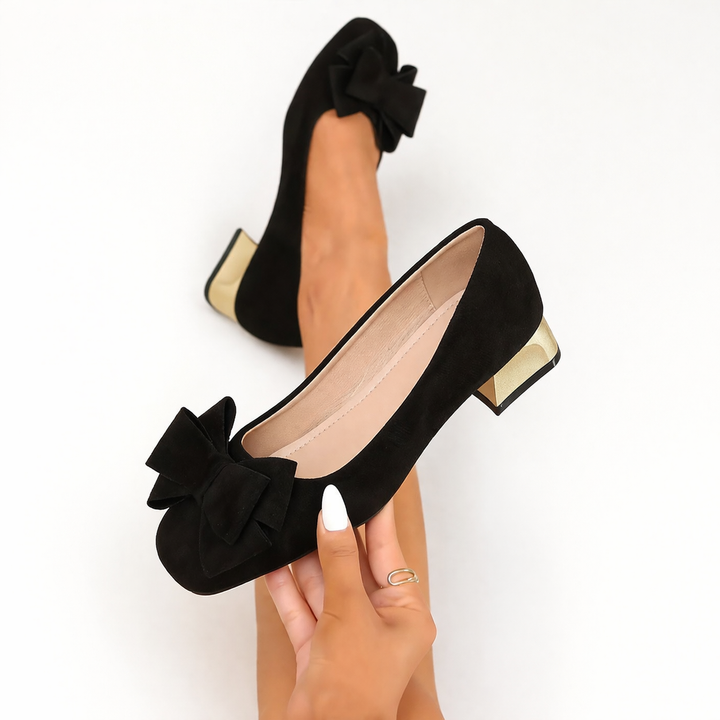 Daviella | Zapato de mujer con moño de moda en elegante tacón grueso