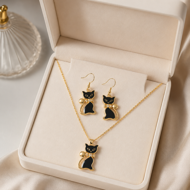 Elin | Aretes de Gato Negro con Estilo Chic