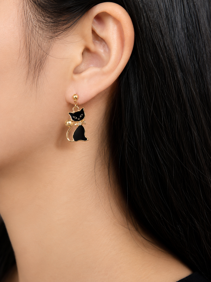 Elin | Aretes de Gato Negro con Estilo Chic