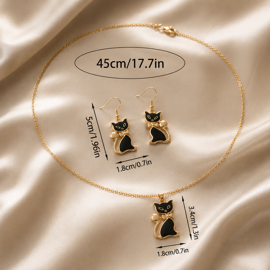 Elin | Aretes de Gato Negro con Estilo Chic