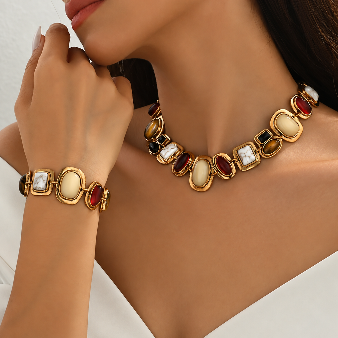 Graevis | Set Bohemio de Collar y Pulsera con Diseño Étnico Multicolor