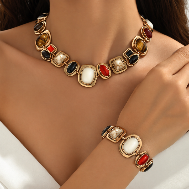 Graevis | Set Bohemio de Collar y Pulsera con Diseño Étnico Multicolor