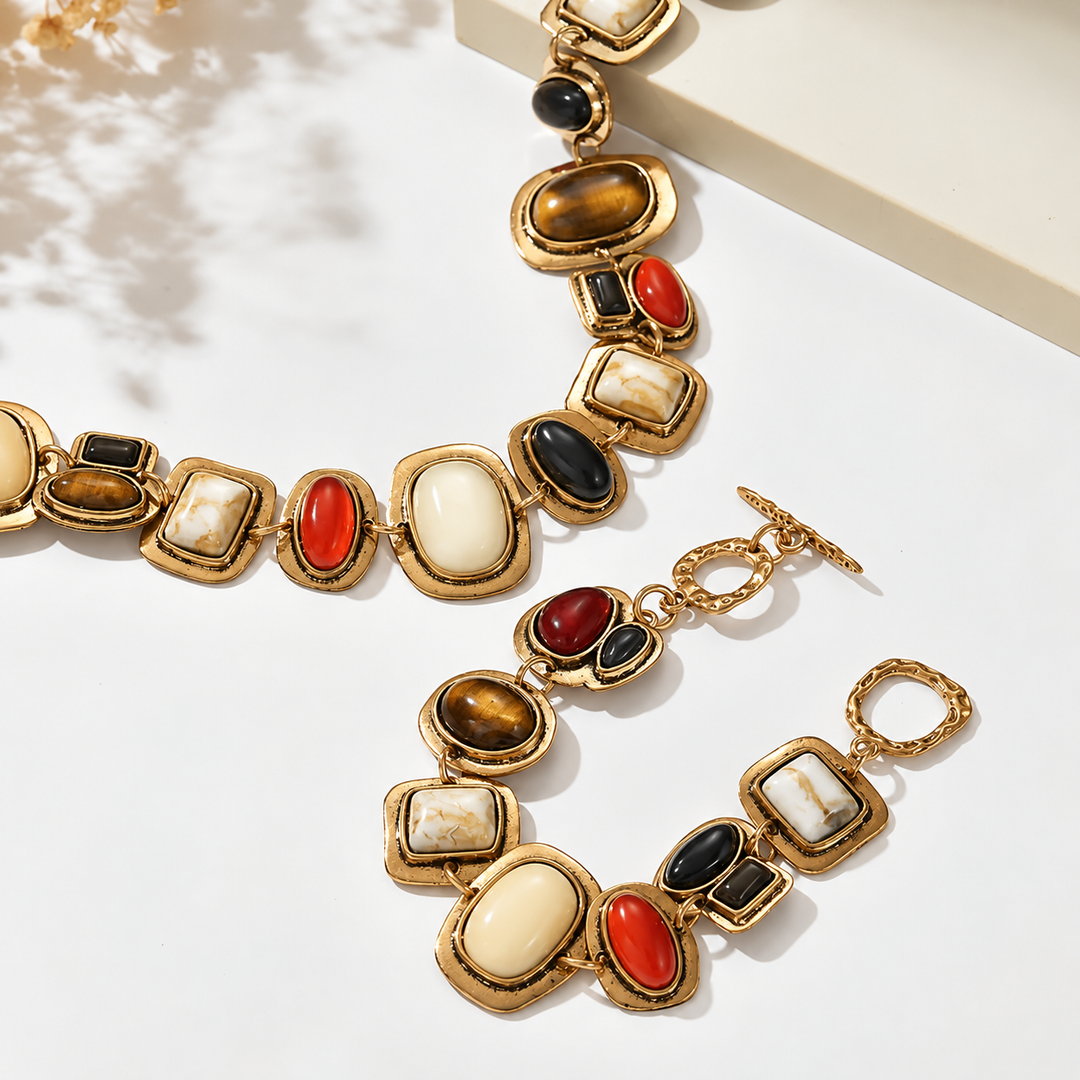 Graevis | Set Bohemio de Collar y Pulsera con Diseño Étnico Multicolor