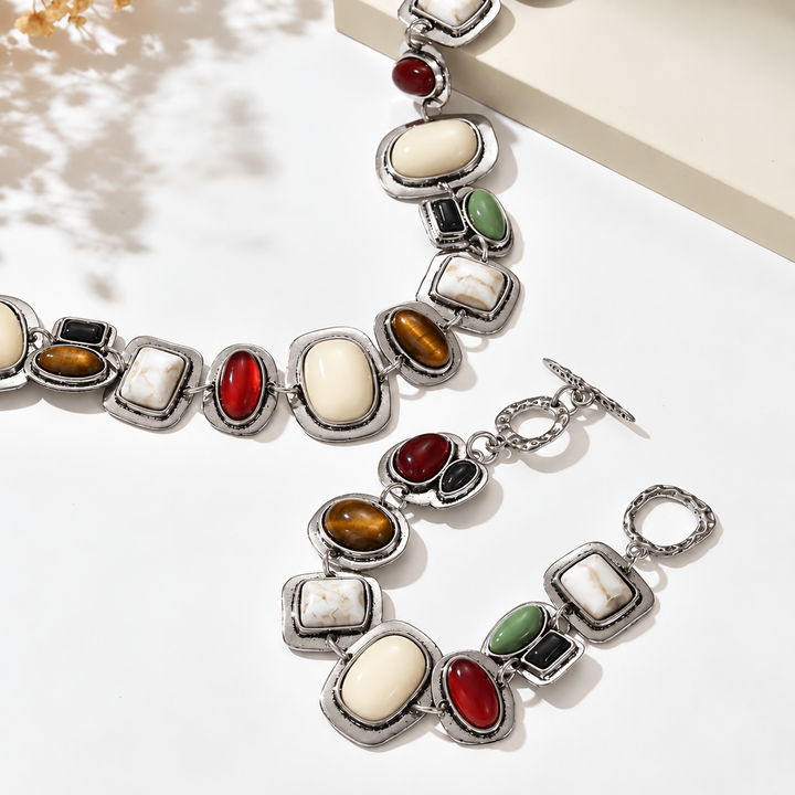 Graevis | Set Bohemio de Collar y Pulsera con Diseño Étnico Multicolor