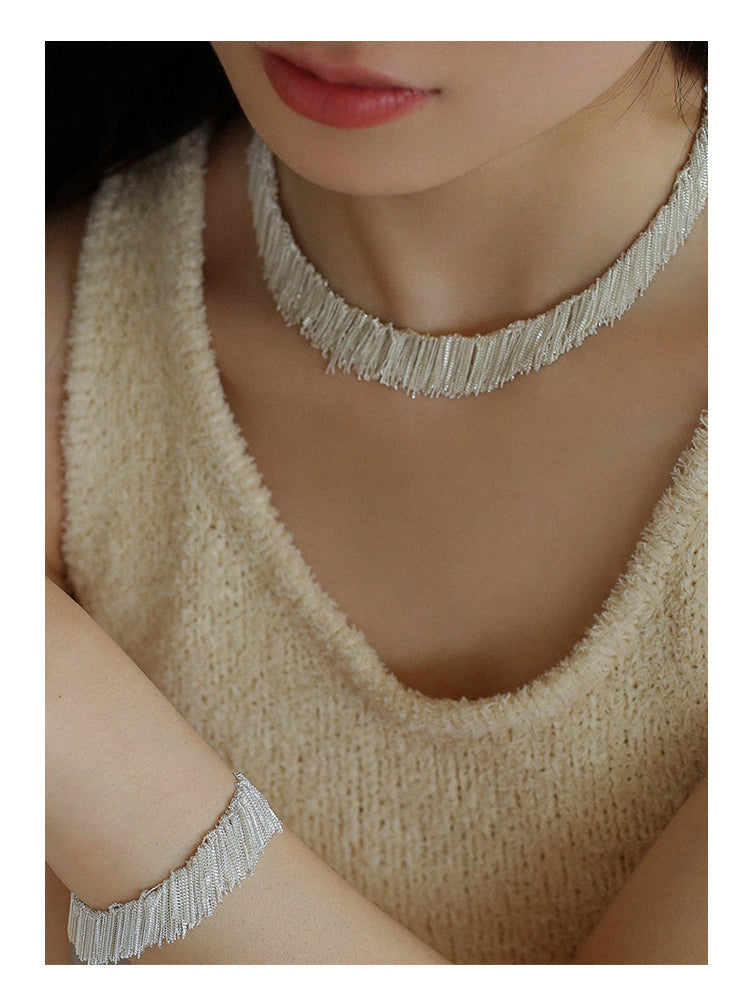 Ursa | Pendientes, collar, pulsera con flecos en forma de cascada
