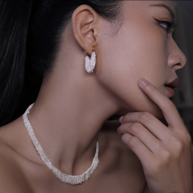 Ursa | Pendientes, collar, pulsera con flecos en forma de cascada