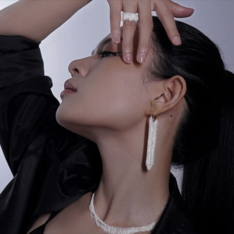 Ursa | Pendientes, collar, pulsera con flecos en forma de cascada