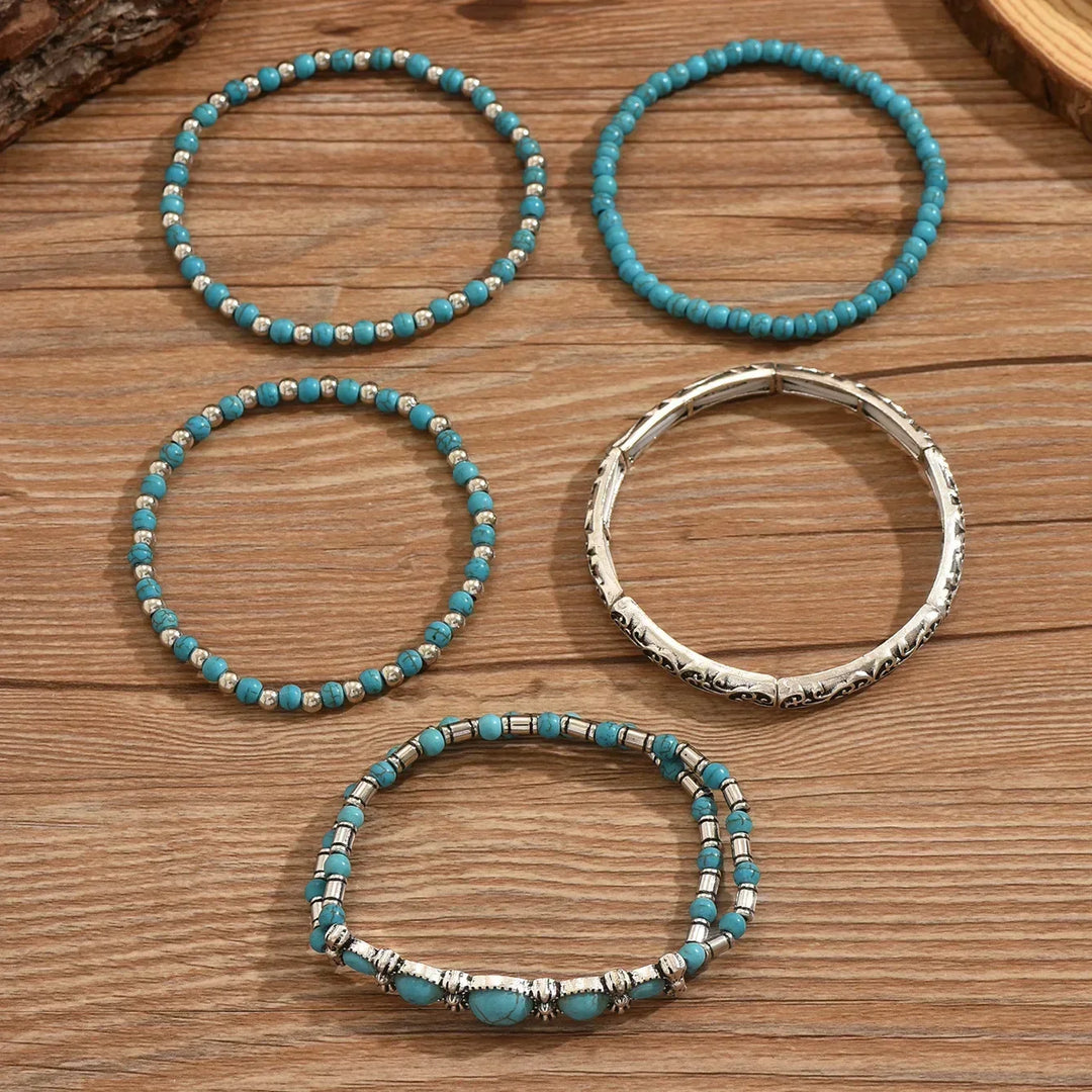Selavienne | Pulseras bohemias con cuentas verdes y turquesa
