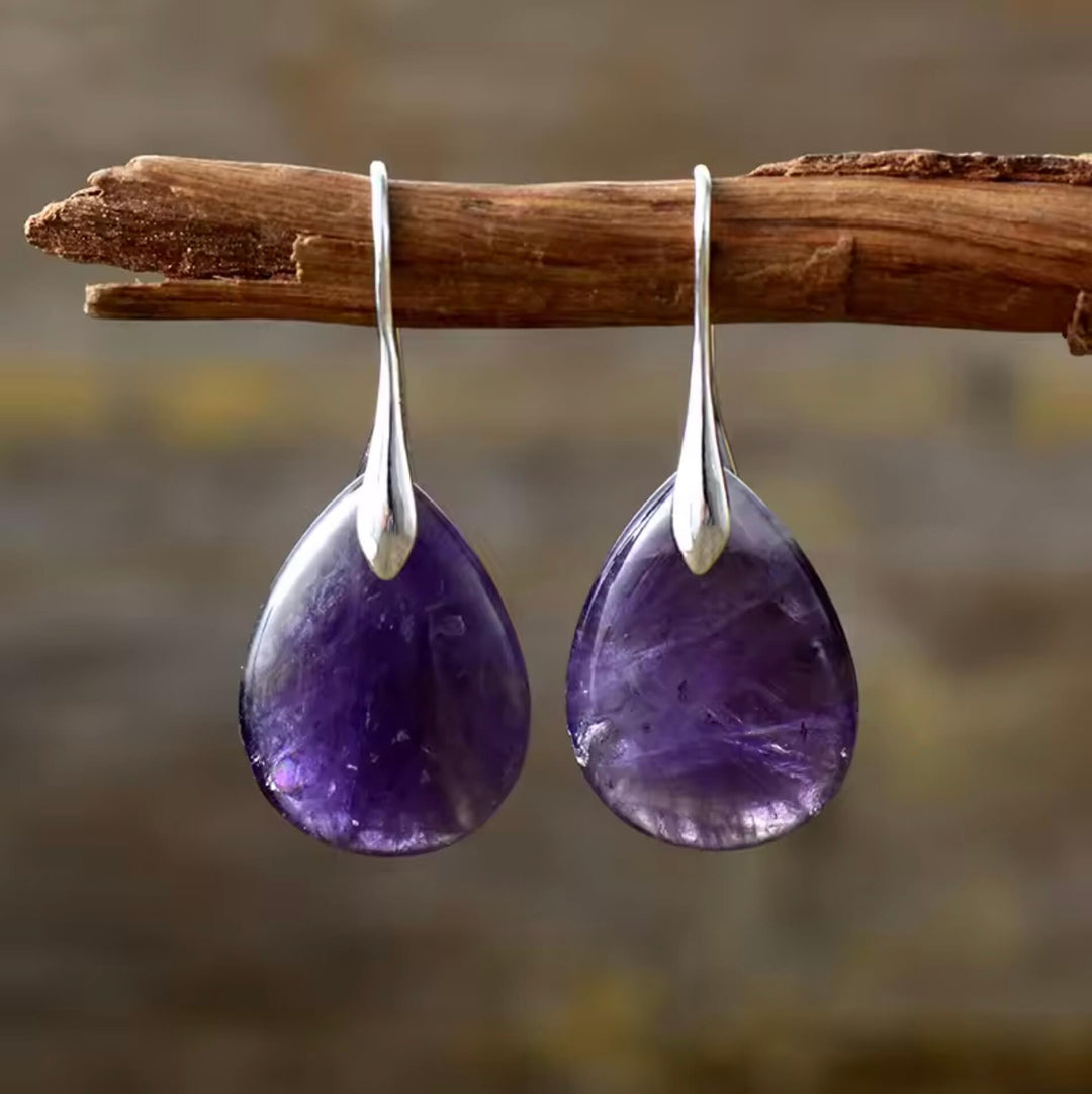Genira | Pendientes de Piedra Natural Amatista en Forma de Gota