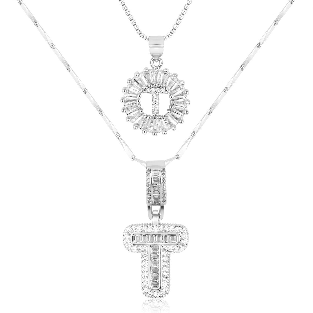 Primrose | Collares Iniciales de Letra con Diamantes (2 piezas)